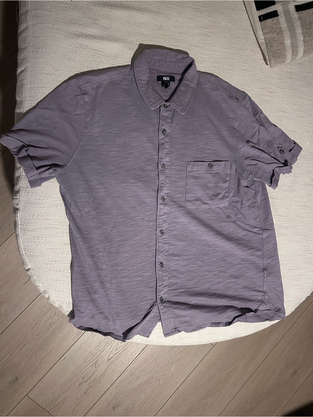 PAIGE Men's Brayden Classic Fit Short-Sleeve Roll Tab Shirt - Lavender